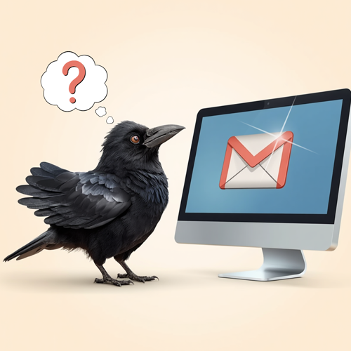 illustration of crow on a laptop sending email marketing campaigns