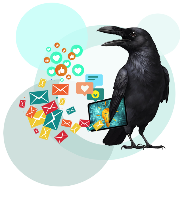 graphic of a crow working on Email Marketing Services for CT professionals
